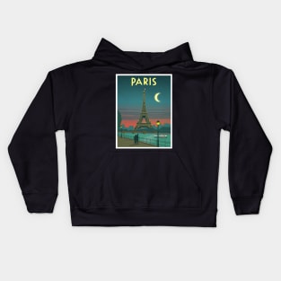 Paris France Eiffel Tower on Seine River at Sunset  Print Kids Hoodie